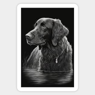 Flatcoated Retriever black and white Sticker